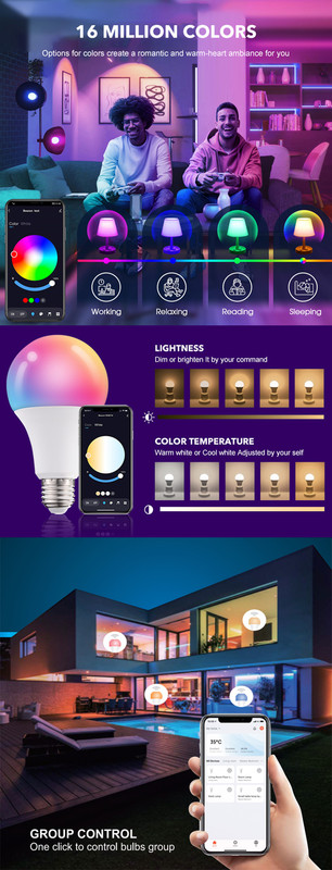 Tuya Wi-Fi Smart 15W  LED Bulb E27 | RGB + CCT Dimmable Magic Light thumbnail 9 - Smart Switch Lanka