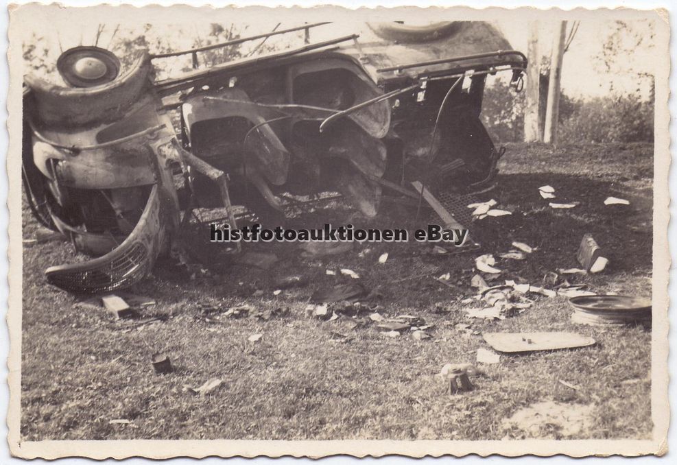Orig. Foto Unfall Kübelwagen Pkw Auto Cabrio Fa