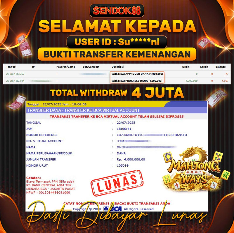 SENDOK88 JEPE! MAHJONG WAYS Rp 4.000.000,- LUNAS!