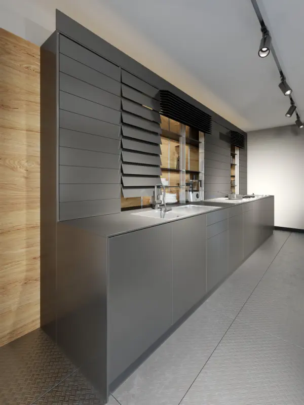 Modern kitchen with custom island and storage solutions