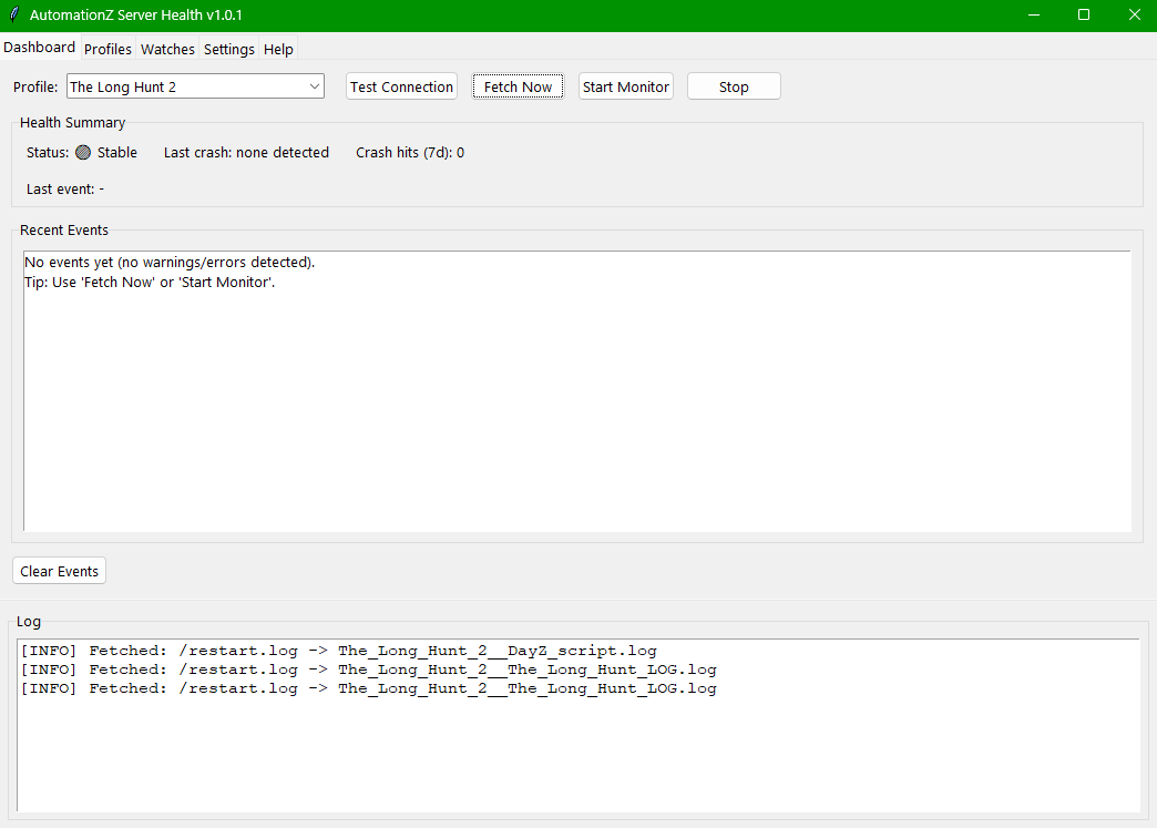 Dashboard Server Health