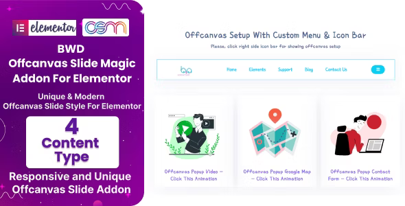 BWD Offcanvas Slide Magic Addon For Elementor WordPress