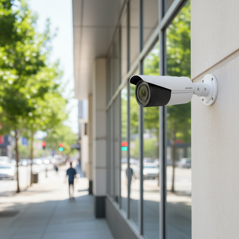 Interface de software mostrando o controle de zoom da câmera Hikvision
