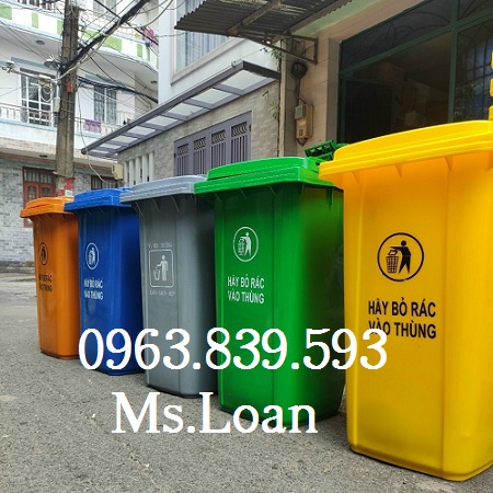 Toàn quốc - Bán thùng rác y tế 240l màu xanh lá, cam, vàng - thùng phân loại rác 240l rẻ / 0963.839.593 ms.loan Thung-phan-loai-rac-tai-nguon-thung-rac-cong-nghiep-240-L