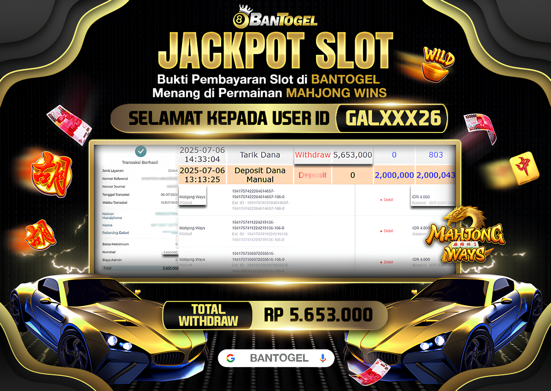BUKTI JACKPOT LUNAS BANTOGEL