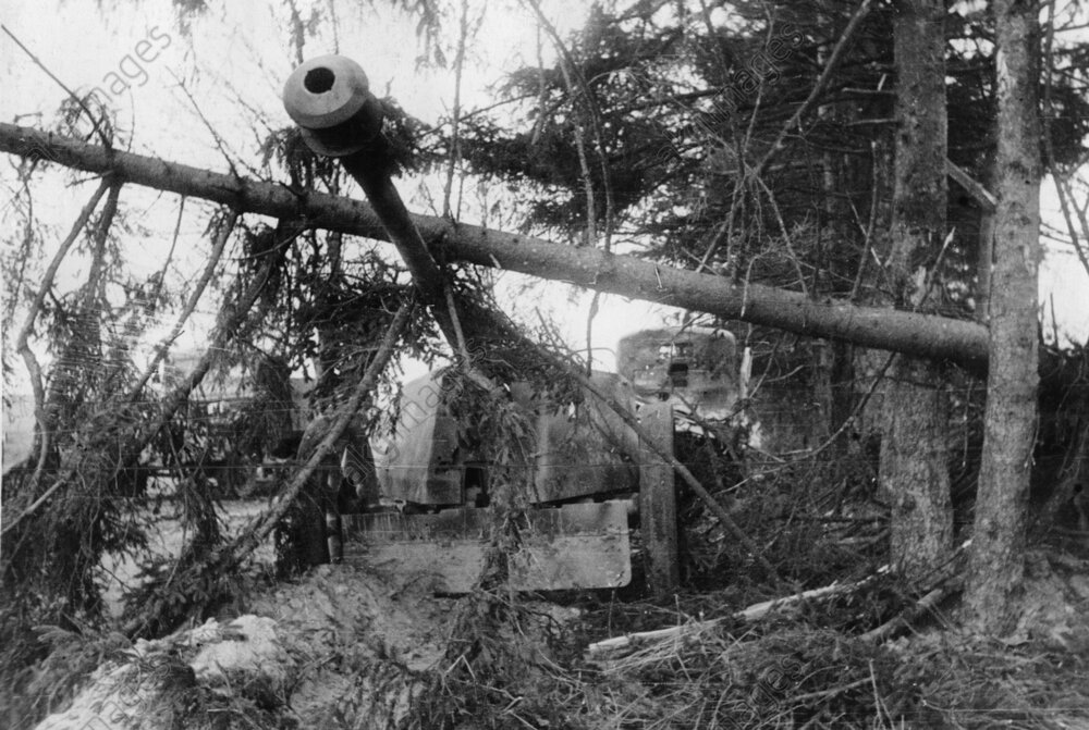 Gunnery of an abandoned German bunker between Tukums and Liepja on the Baltic Front in Latvia
