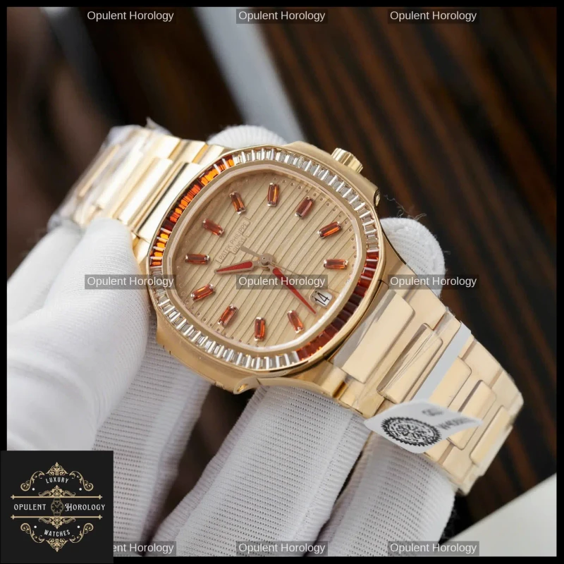 Patek Philippe Nautilus 7118/1300R Replica Rose Gold 35.2mm Diamond Bezel