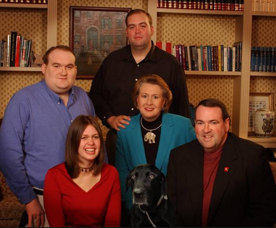 John Mark Huckabee left with his family