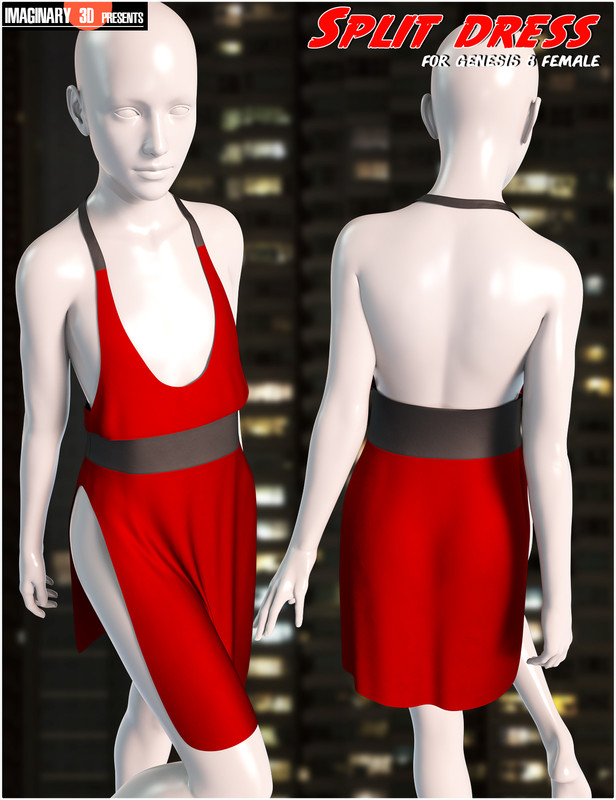 dForce Split Dress for Genesis 8 Female