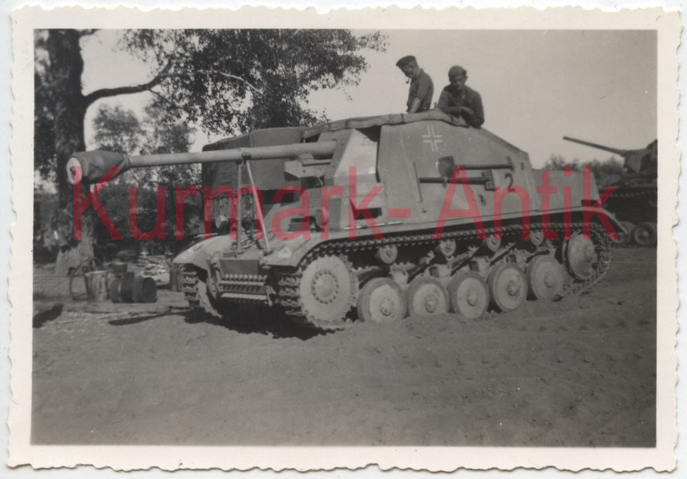 Foto Wehrmacht Panzer Jäger Marder mit Wappen Emblem und Nummer 