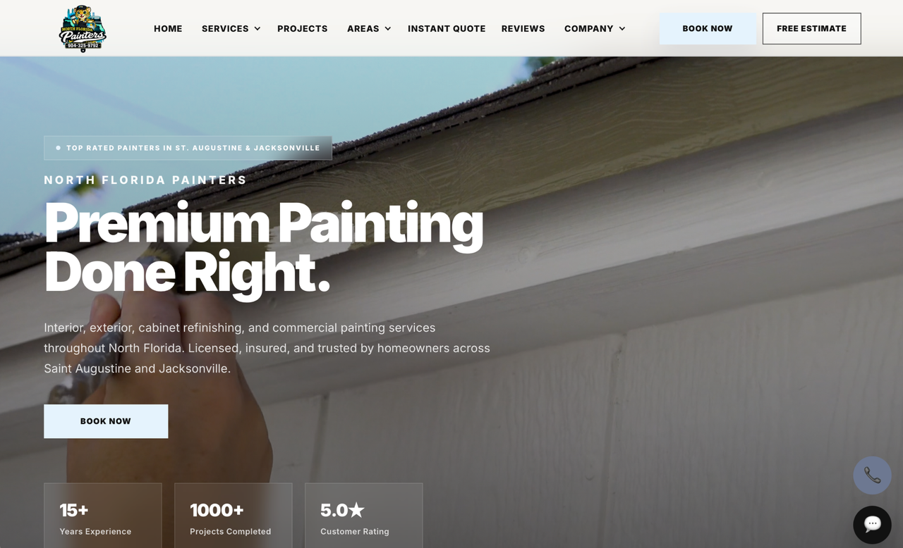 North Florida Painters website homepage designed by Webstarz