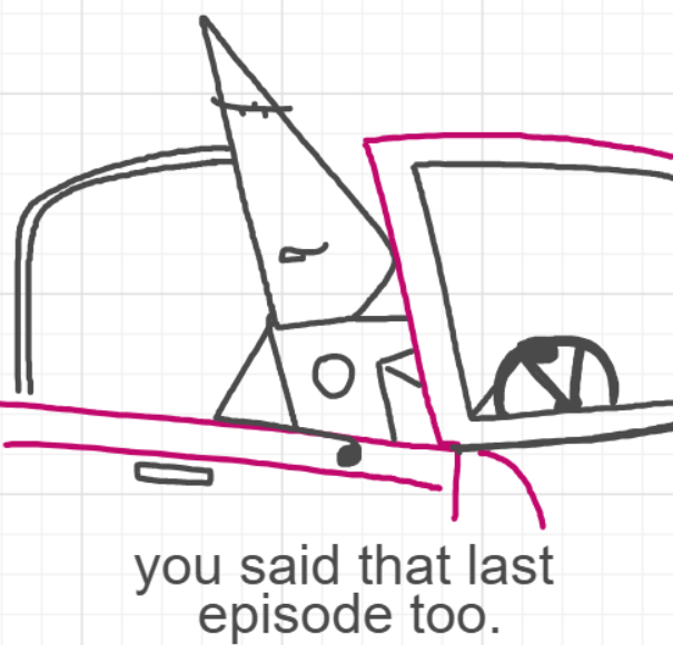 A panel from You're In Danger, Boy, episode seven of the Board Boards object show by Furretwalk/WalkingFurret.