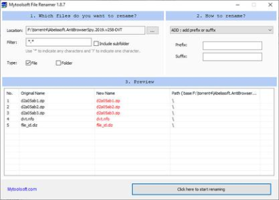 Mytoolsoft File Renamer 1.8.7