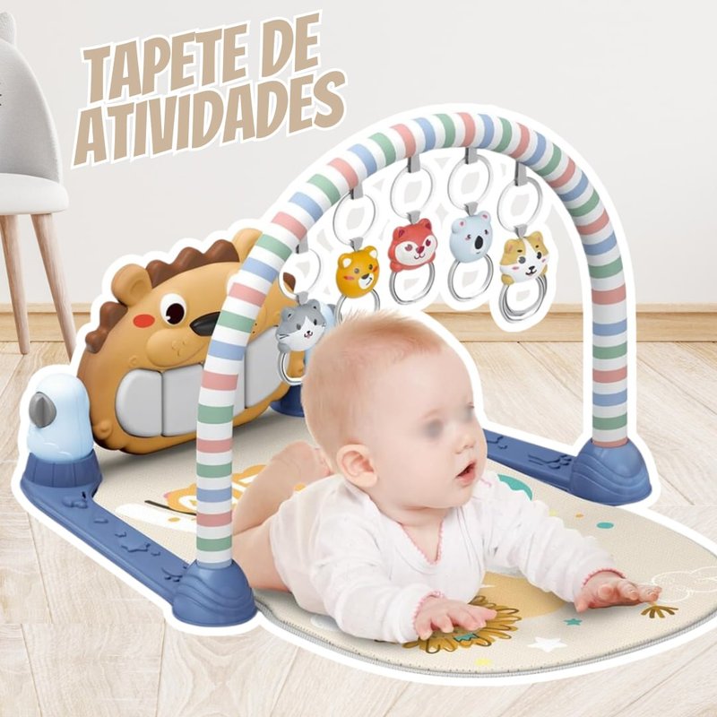 Maxi Baby Tapete de Atividades Bebê Piano Musical Lion (Azul)