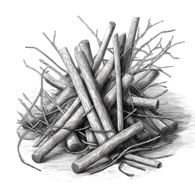 a pile of sticks