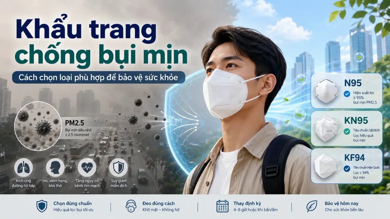 Khẩu trang chống bụi mịn - cách chọn loại phù hợp để bảo vệ sức khỏe