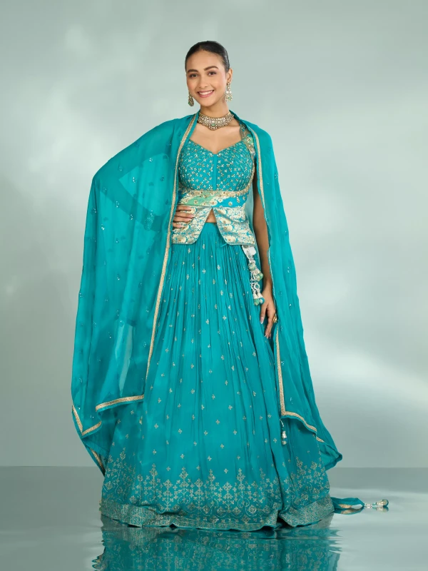 Elegant Rama Green Lehenga