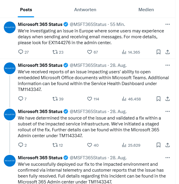 Microsoft 365 gestört