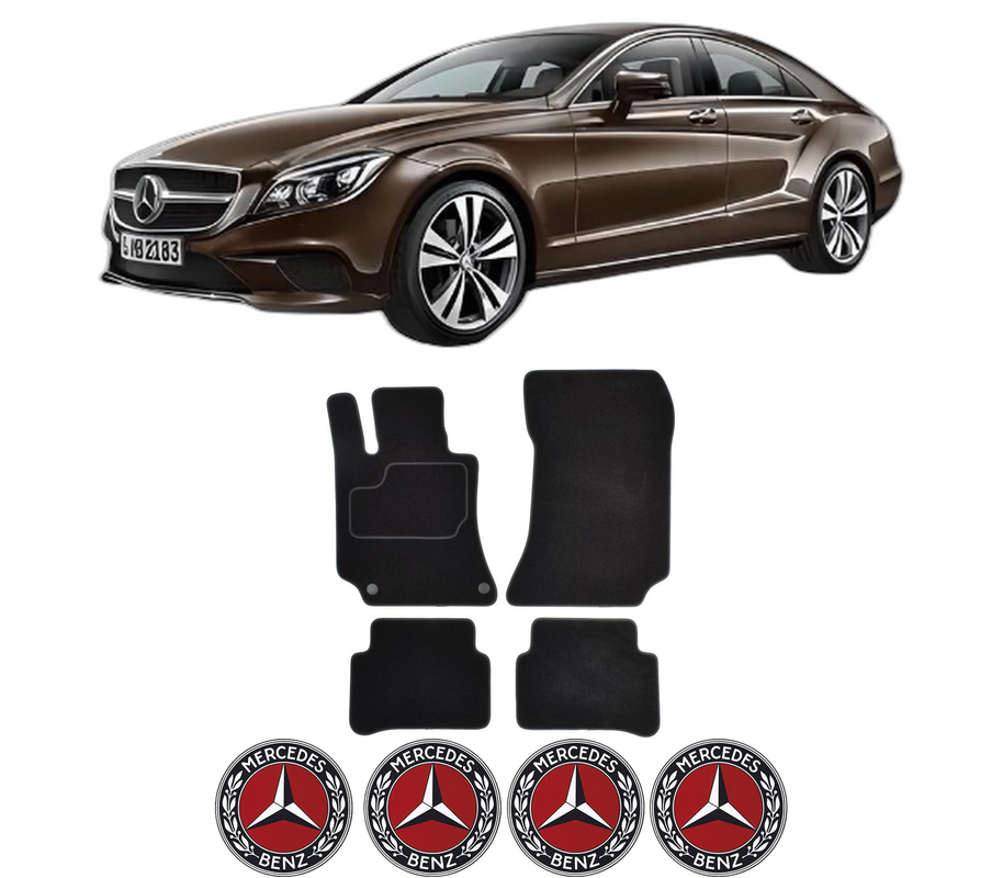 Set Covorase Presuri MERCEDES-BENZ CLS (C218) din 2011-2017, Auto, Material Textil Mocheta, 4 Stickere auto cu MERCEDES-BENZ