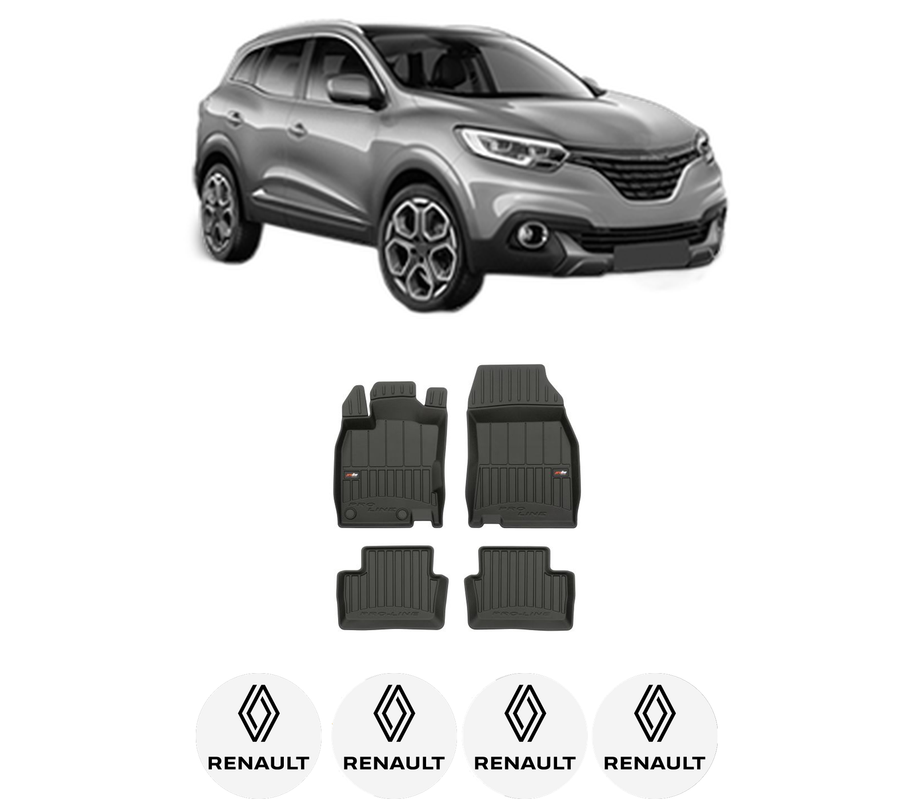 Set covorase presuri RENAULT KADJAR (HA_, HL_) din 2015-2021, auto, din cauciuc thermoplastic, 4 Stickere auto cu RENAULT