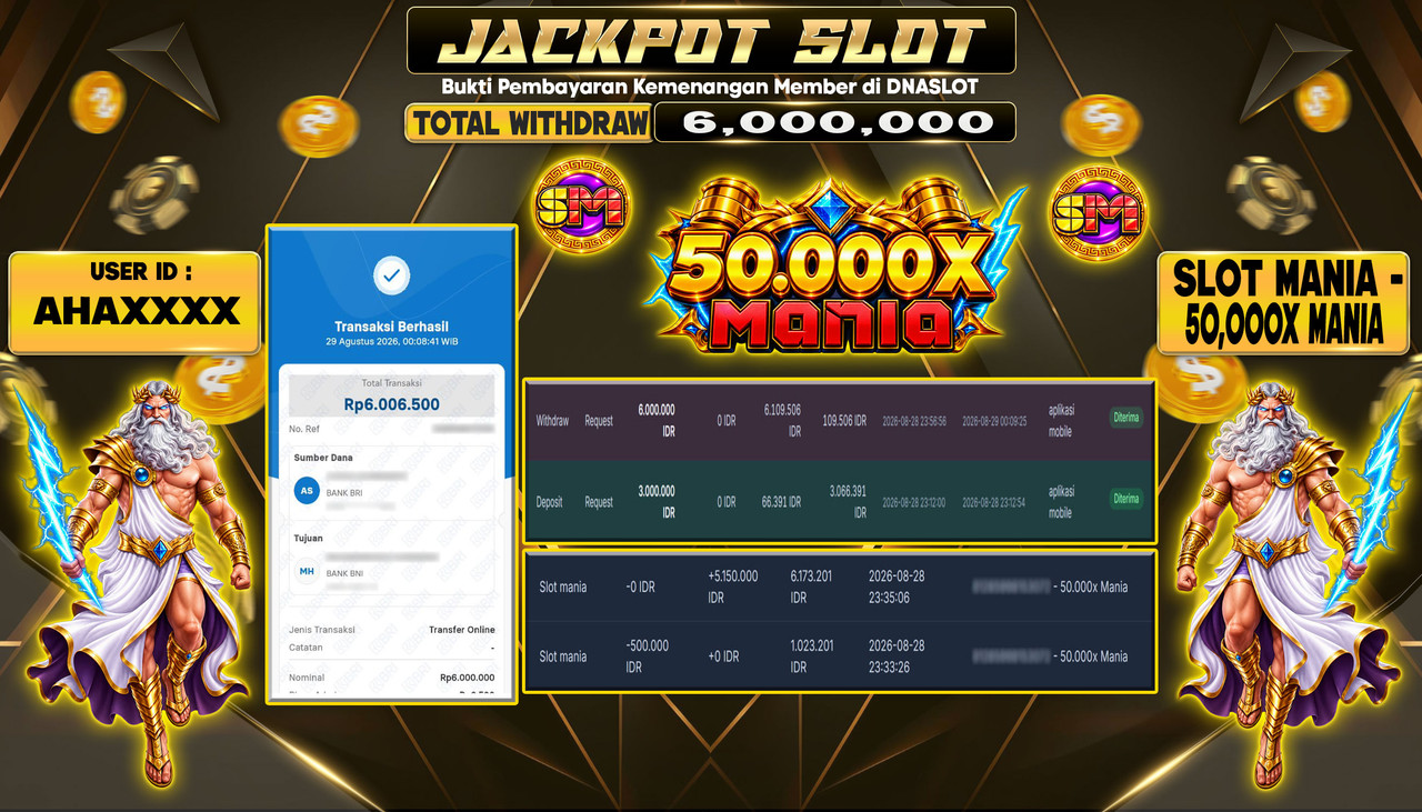 JACKPOT SLOT MANIA - 5O,OOOX MANIA  28 AGUSTUS 2026