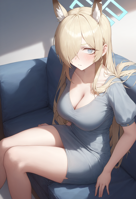 depth of field, 1girl, kanna (blue archive), collarbone cleavage, short sleeves, s-2904347568