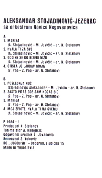 Aleksandar Stojadinovic Jezerac 1984 kz