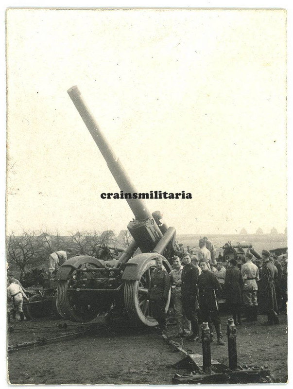 Orig. Foto Soldaten mit schwere 21 cm Mörser Geschütz Artillerie Kanone