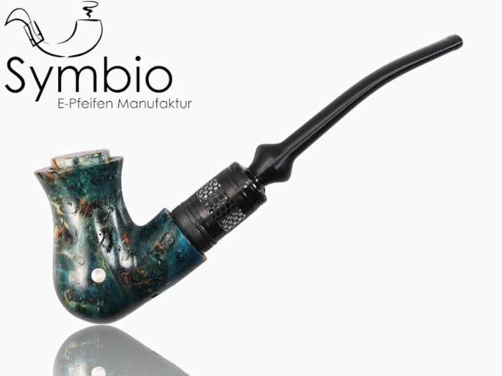 Fantasy E-Pfeife Eleria No11 aus Pappelmaserholz in Symplex-Wood,Ocean, Artefaktqualitaet