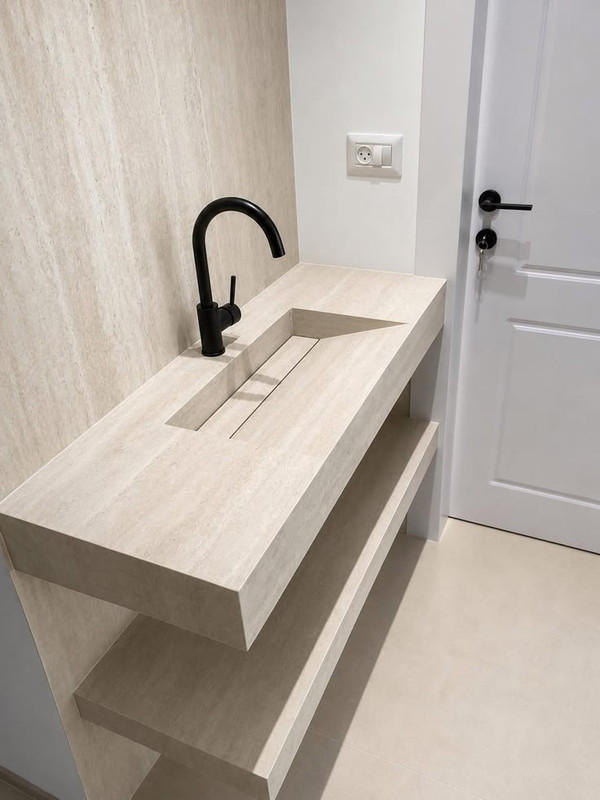 Sleek Monolithic Marble Sink