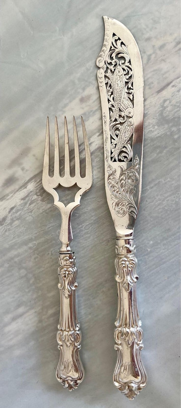Victorian Silver Fish Serving Set Early 20th Century