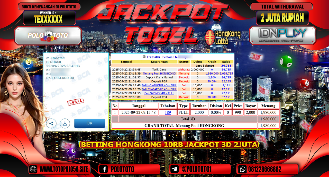 POLOTOTO JACKPOT TOGEL HONGKONG LOTTO Rp.2.000.000,-
