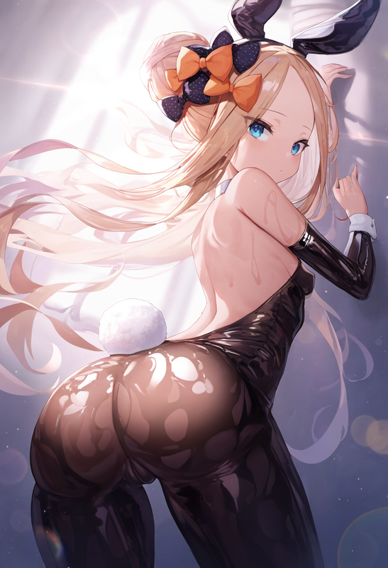 1girl, abigail williams (fate), from behind, lighting, {{oiled, shiny skin}}, re s-803931446