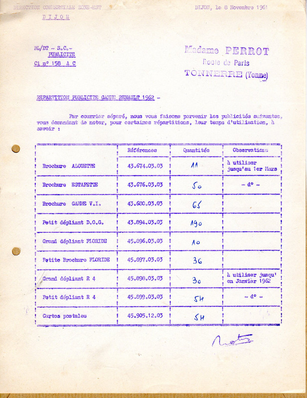1961 11-08 - R4 - commande dépliants