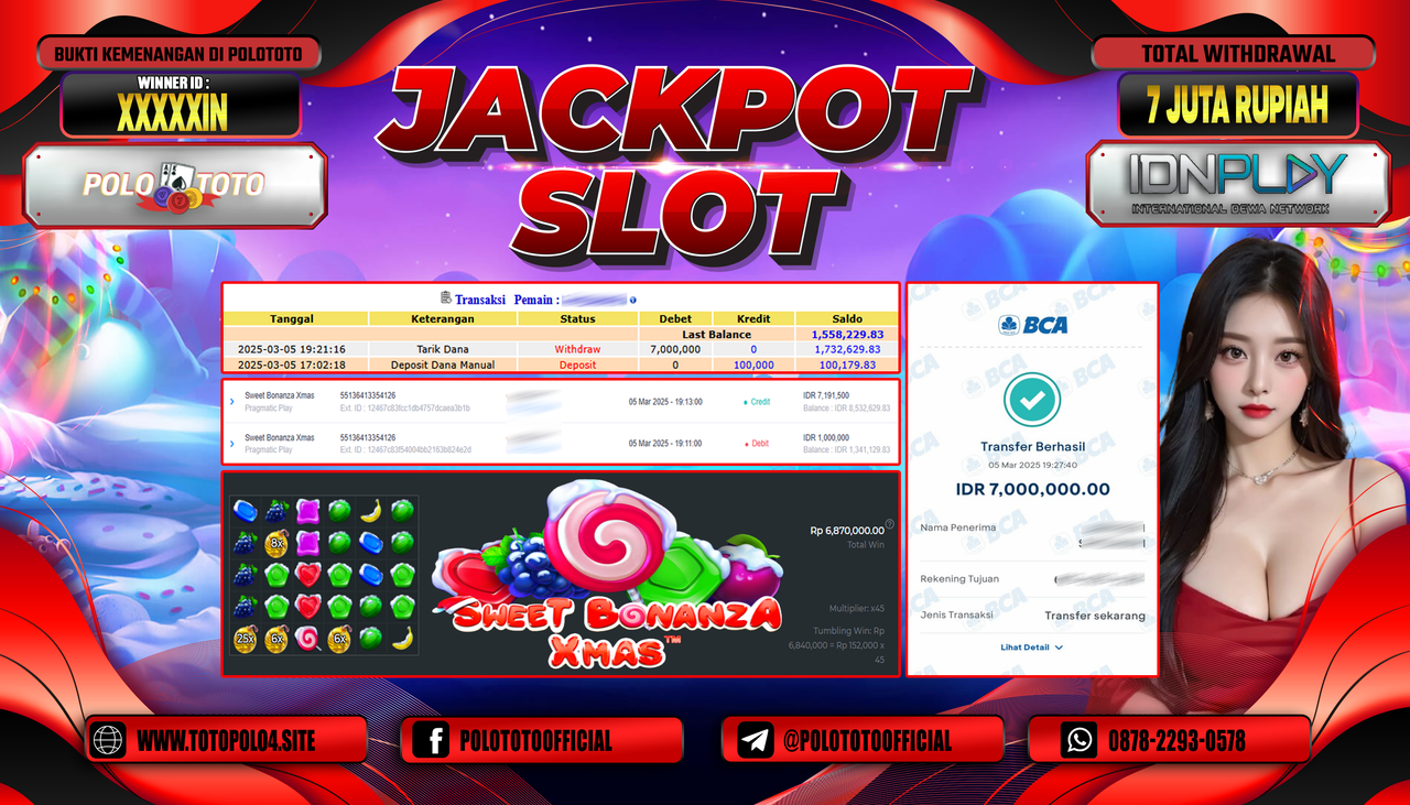 POLOTOTO JACKPOT SLOT SWEET BONANZA XMAS Rp.7.000.000,-
