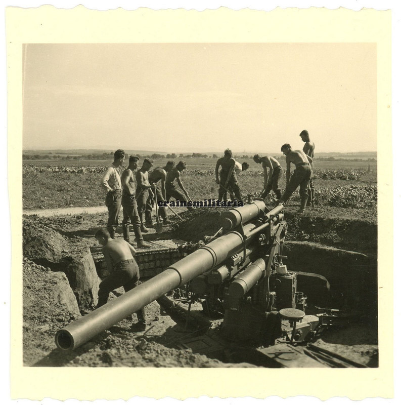 Orig Foto schweres Flak Geschutz in Stellung ROHRDORF b Eutingen im Gau 5