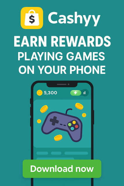 Cashyy App – Earn Money Playing Games Cashyy App logo with coins and games