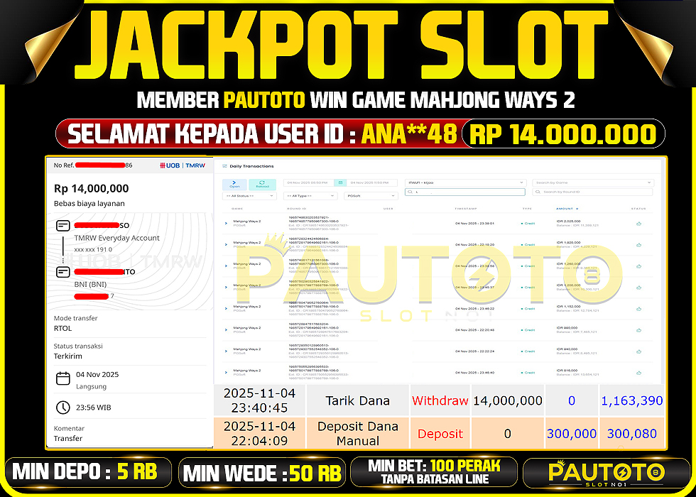 BUKTI JACKPOT LUNAS PAUTOTO