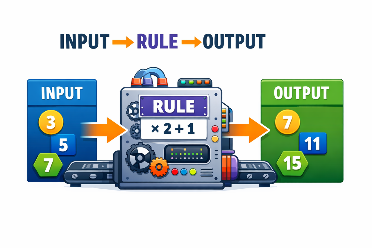Input rule output function machine diagram