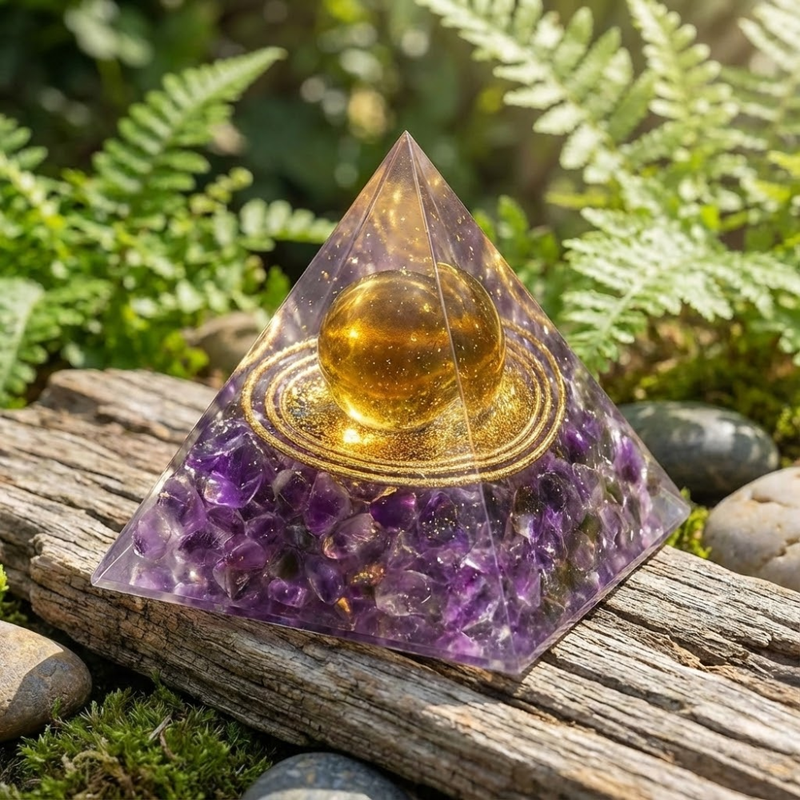 Orgonite with Amethyst and Obsidian