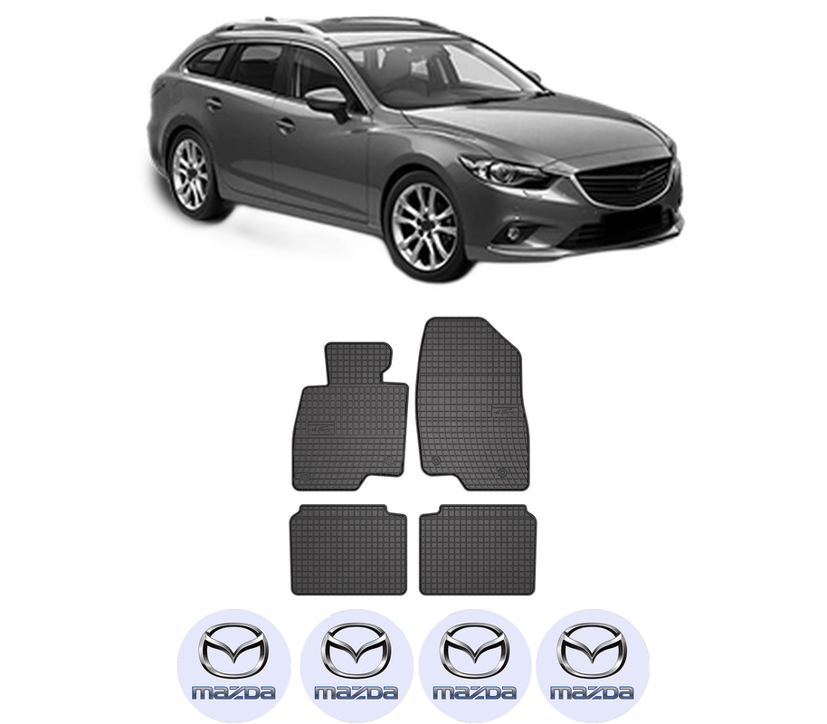 Set covorase presuri MAZDA 6 Estate (GJ, GL) din 2012-2020, auto, din cauciuc thermoplastic, 4 Stickere auto cu MAZDA