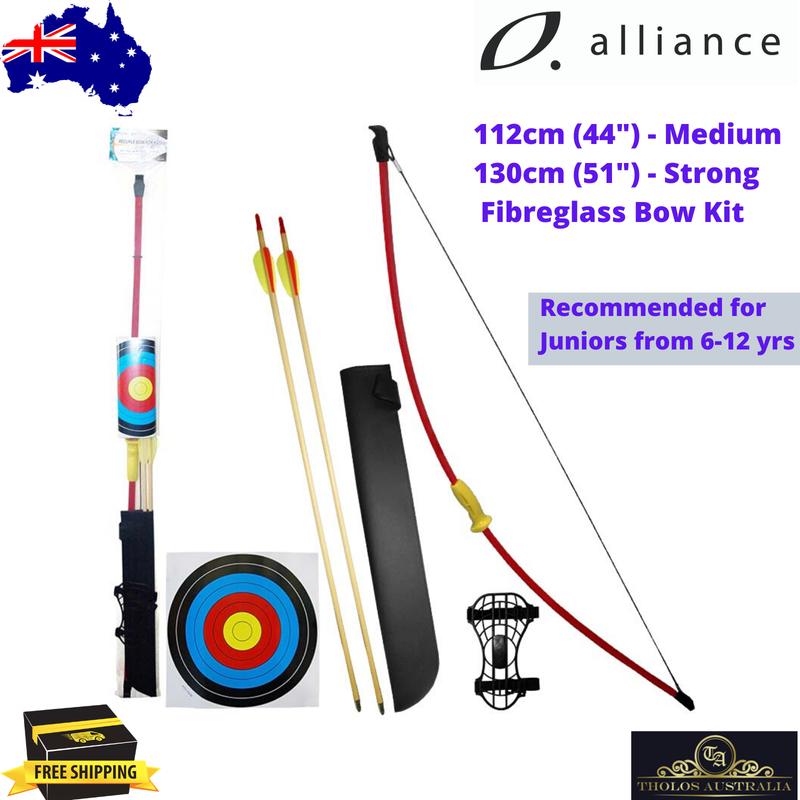 Junior Kids Fibreglass Bow Kit Arrow Recurve Archery Set 44" Medium 51