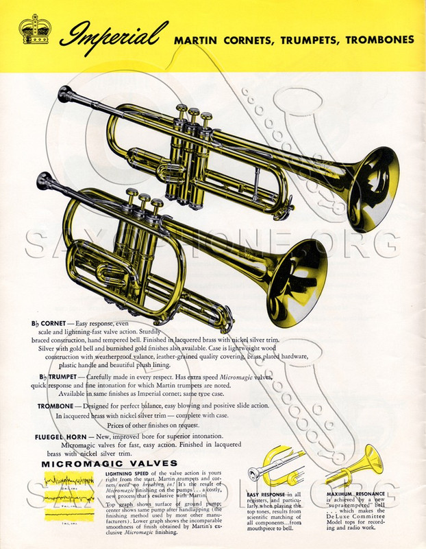 Martin 1948 catalog imperial trumpet and cornet