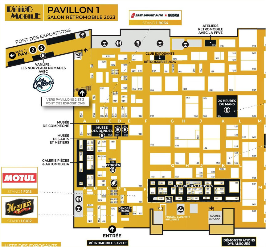 Plan hall 1 Retromobile 2023