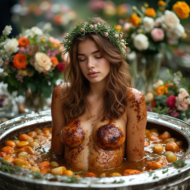 Garden wedding wom served Brown hair 0 85