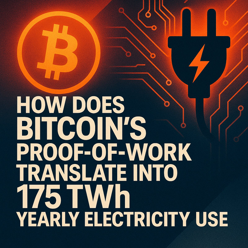 How does Bitcoin's proof-of-work translate into 175 TWh yearly electricity use