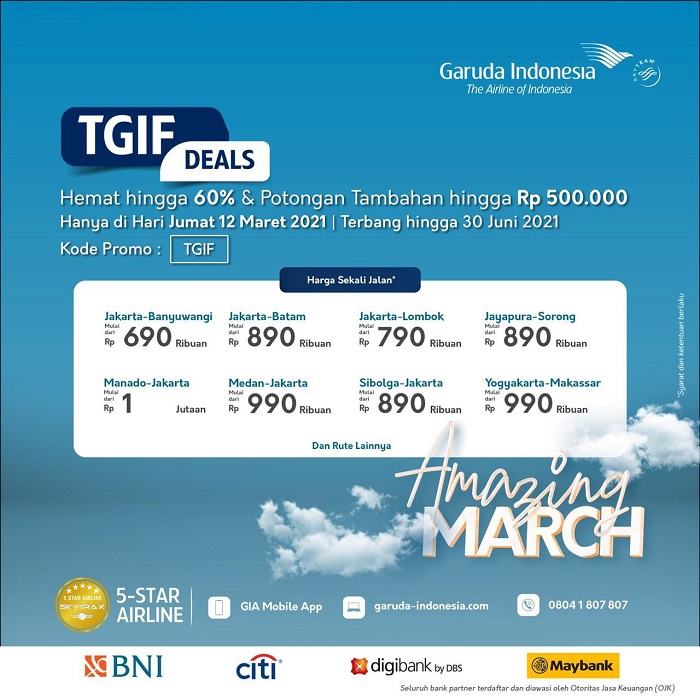 Maskapai penerbangan nasional Garuda Indonesia menggelar program promo