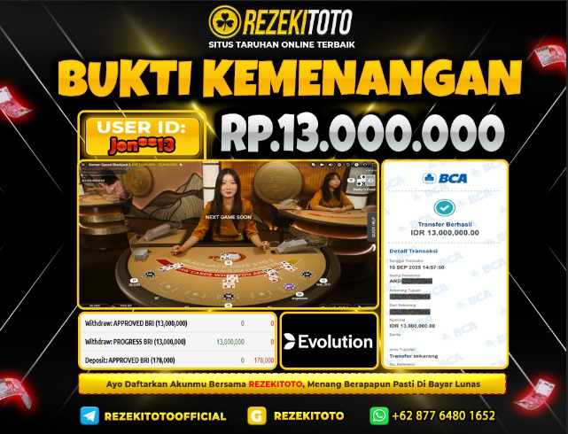 BUKTI KEMENANGAN 10 SEPTEMBER 2025 BLACKJACK 13 JUTA 