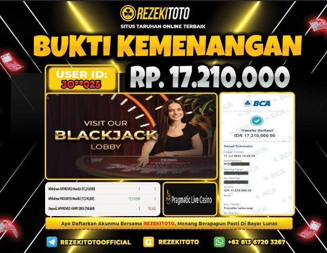 BUKTI KEMENANGAN 12 JULI 2025 BLACKJACK LOBBY 17 JUTA 