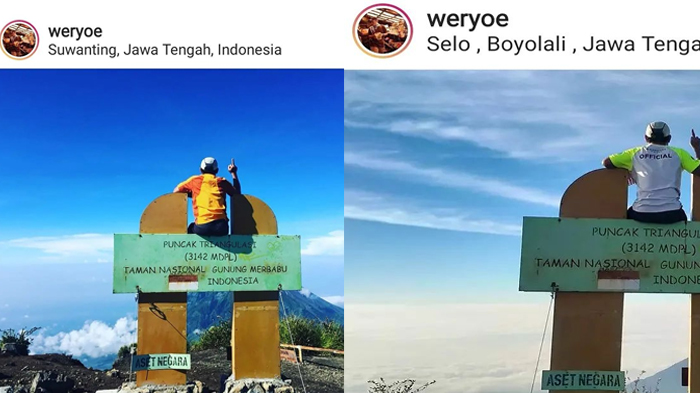 Dua pendaki lain juga memanjat tugu puncak Triangulasi